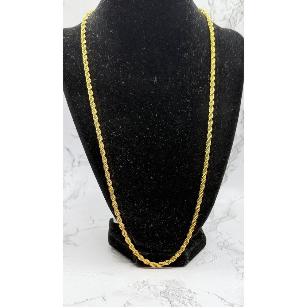 Vintage‎ Gold Tone Rope Chain Necklace 24" Classic Twist Chain Minimalist
